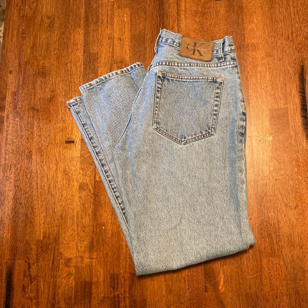 Calvin Klein Jeans Womens 11/32" Blue Denim Straight Leg Light wash